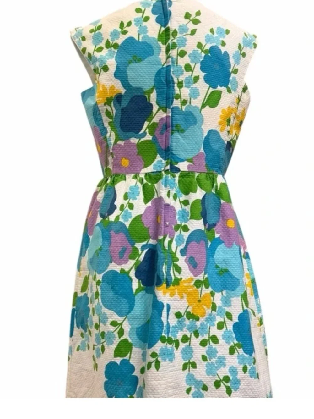 Vintage Hawaiian Floral Dress Barkcloth Mod A Line Fit & Flare S/M Retro - Picture 2 of 4